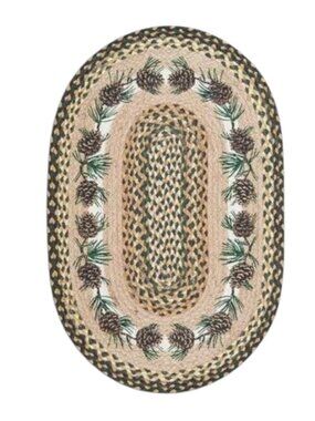 Needles and Pine cones Braided Oval Rug 20 x 30